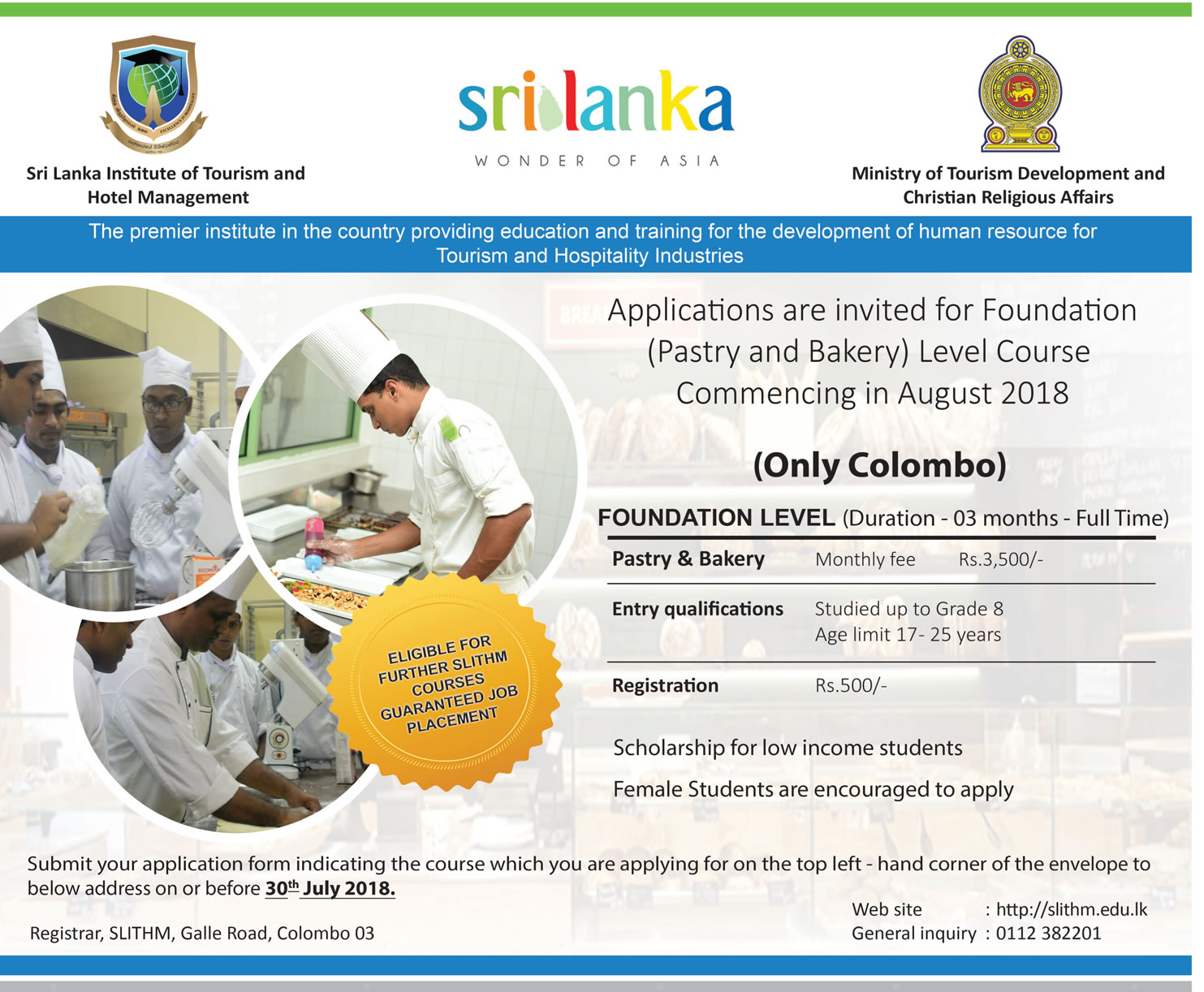 Foundation (Pastry & Bakery) Level Course - Sri Lanka Institute of Tourism & Hotel Management